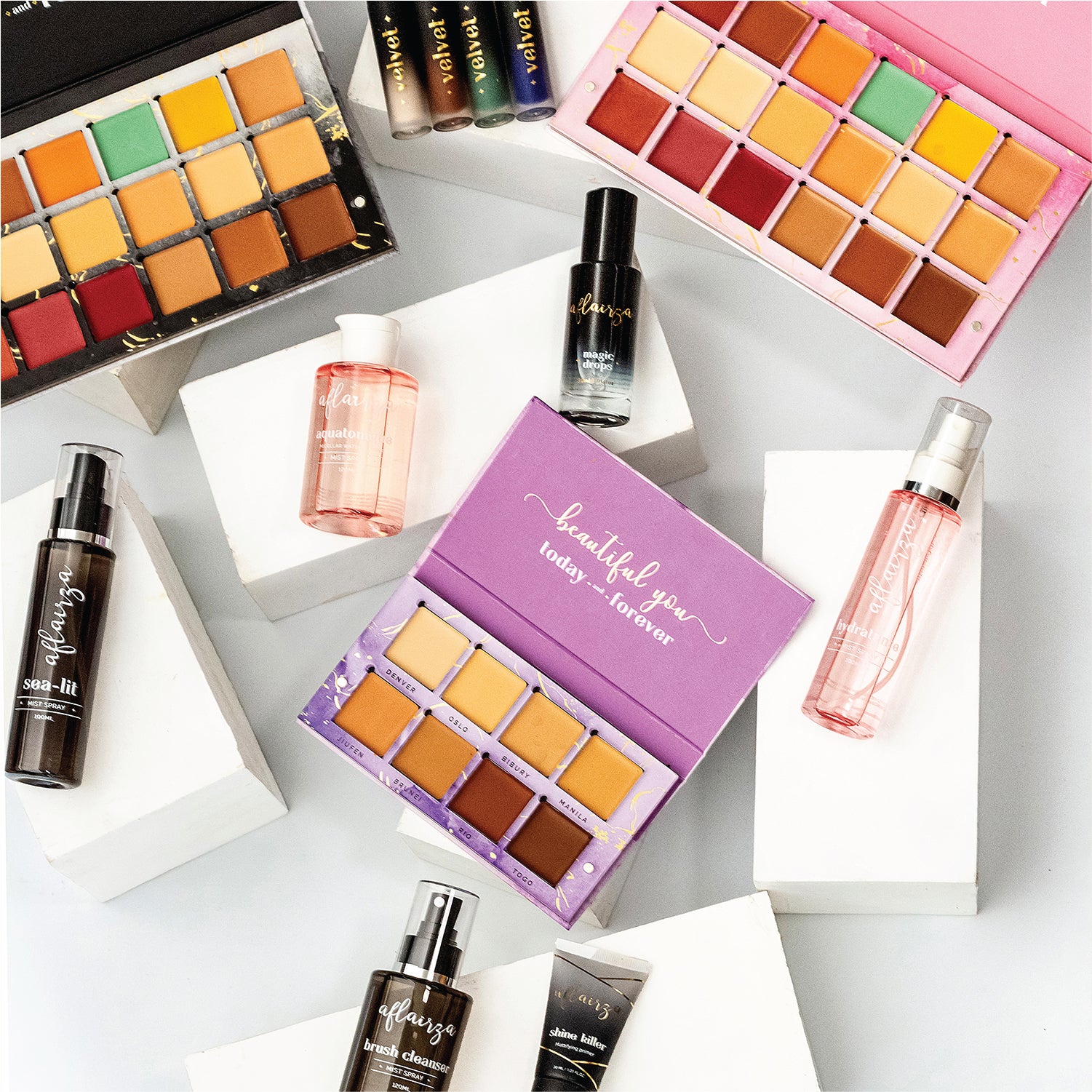 One for All Palette | 4-in-1 Foundation, Concealer, Blush & Contour | Travel-Friendly, Buildable Coverage | All-in-One Face Palette for Effortless Beauty | Use with Magic Drops for Best Results