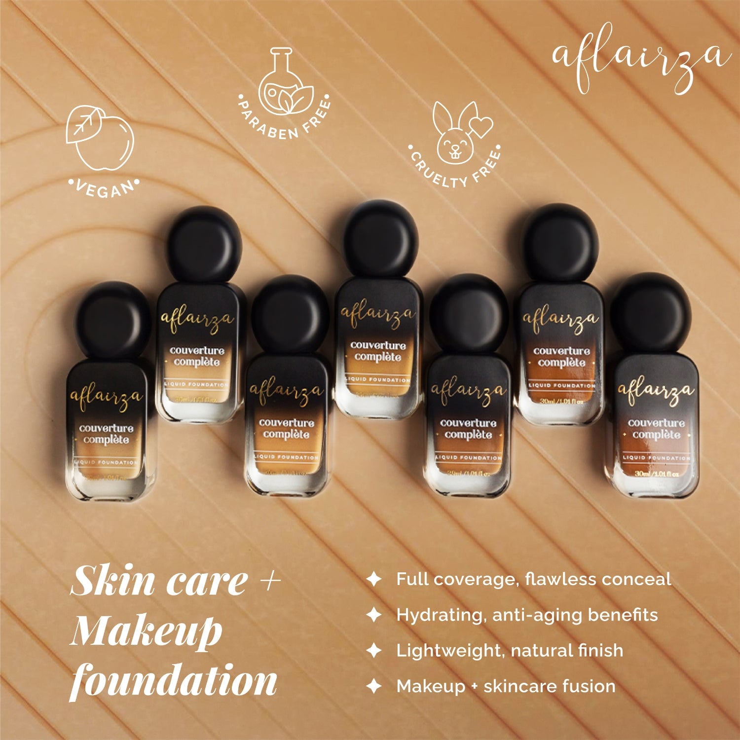 Coverture Complete Liquid Foundation | Full Coverage, Long-Lasting, Lightweight & Water-Resistant | Infused with Ectoin for Hydration & Skin Protection | 7 Shades for All Skin Tones | Buildable & Comfortable Wear