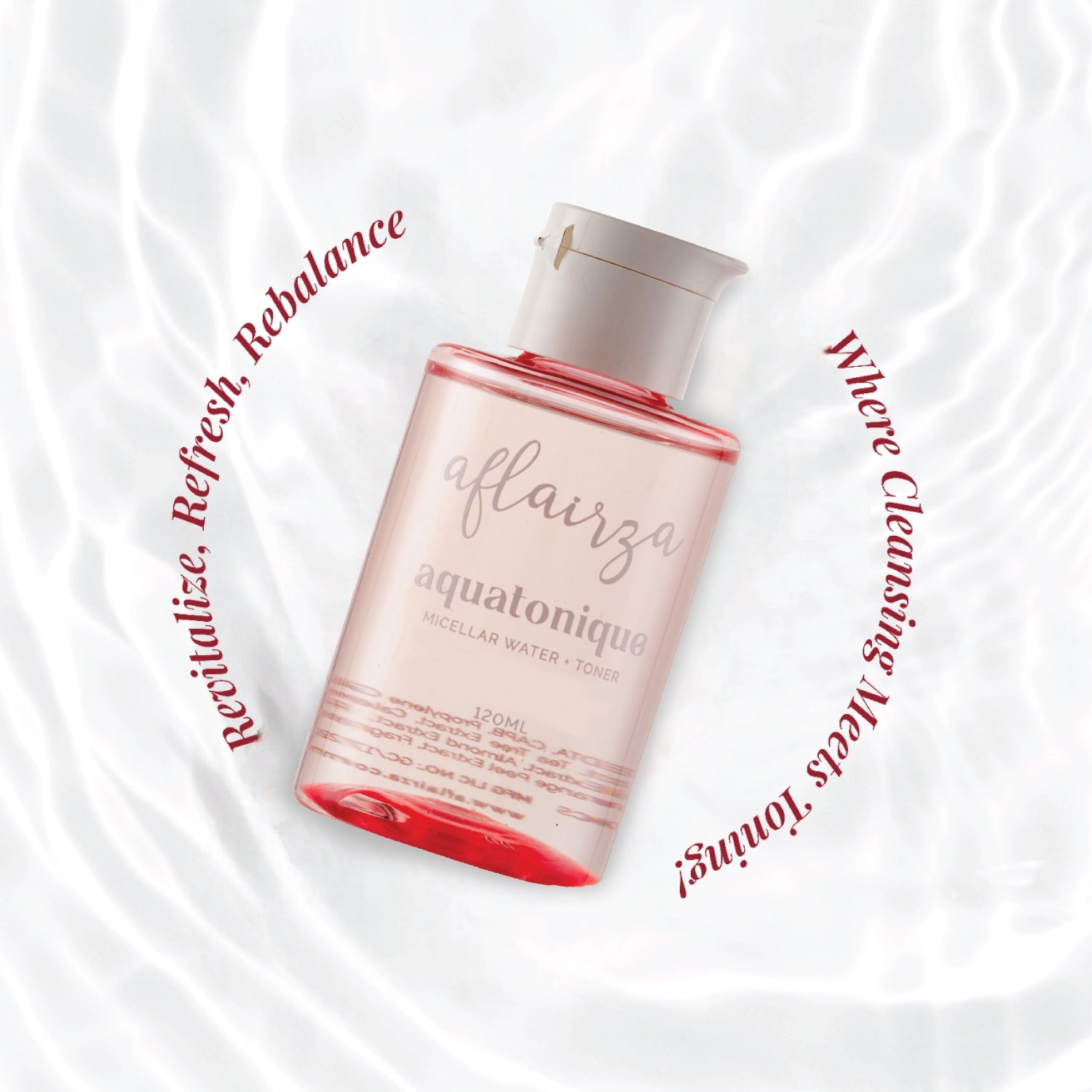 Aflairza Aquatonique Micellar Water & Toner | Dual-Action Cleanser & Toner with Tea Tree, Rose & Witch Hazel | Removes Makeup, Hydrates & Balances pH | For All Skin Types