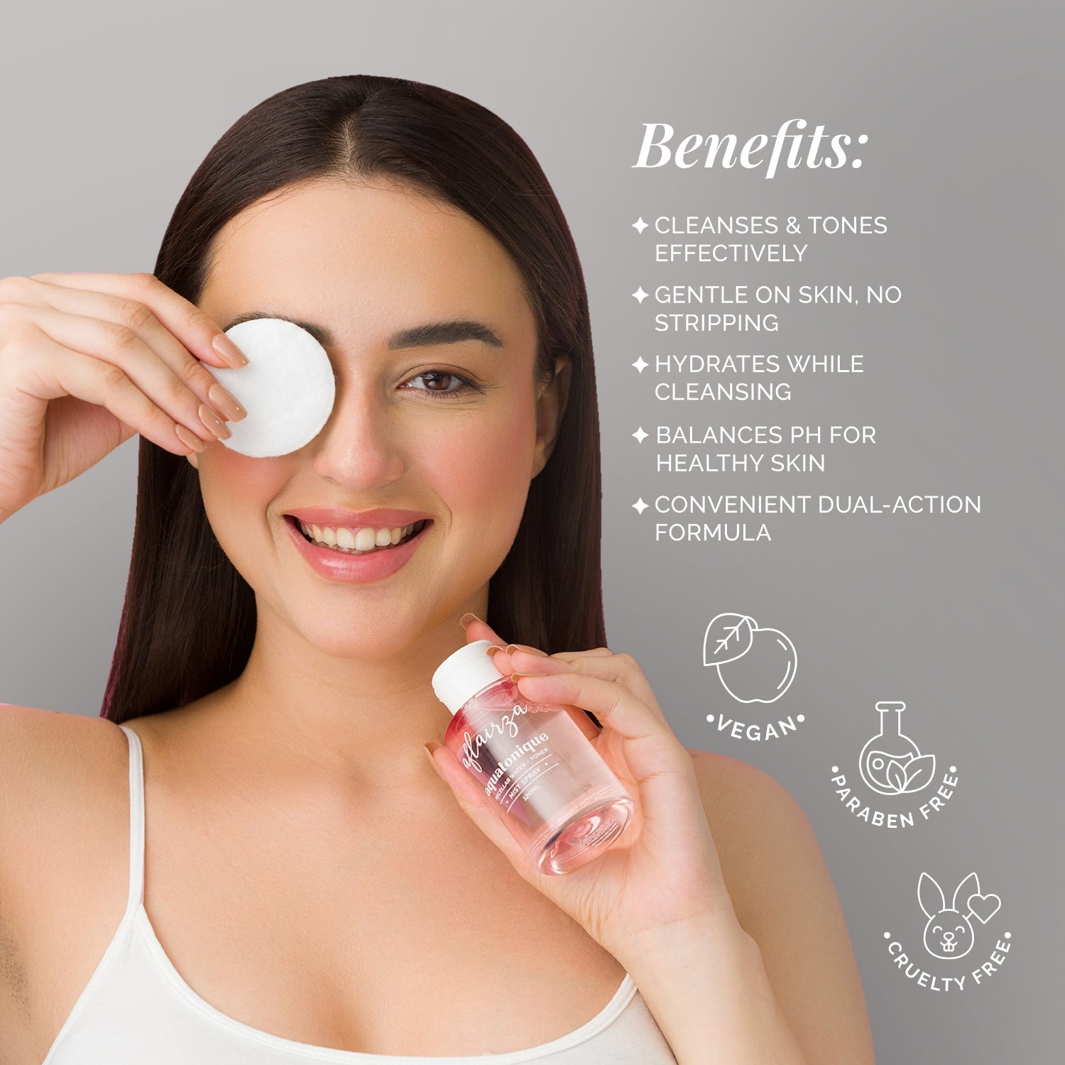 Aflairza Aquatonique Micellar Water & Toner | Dual-Action Cleanser & Toner with Tea Tree, Rose & Witch Hazel | Removes Makeup, Hydrates & Balances pH | For All Skin Types