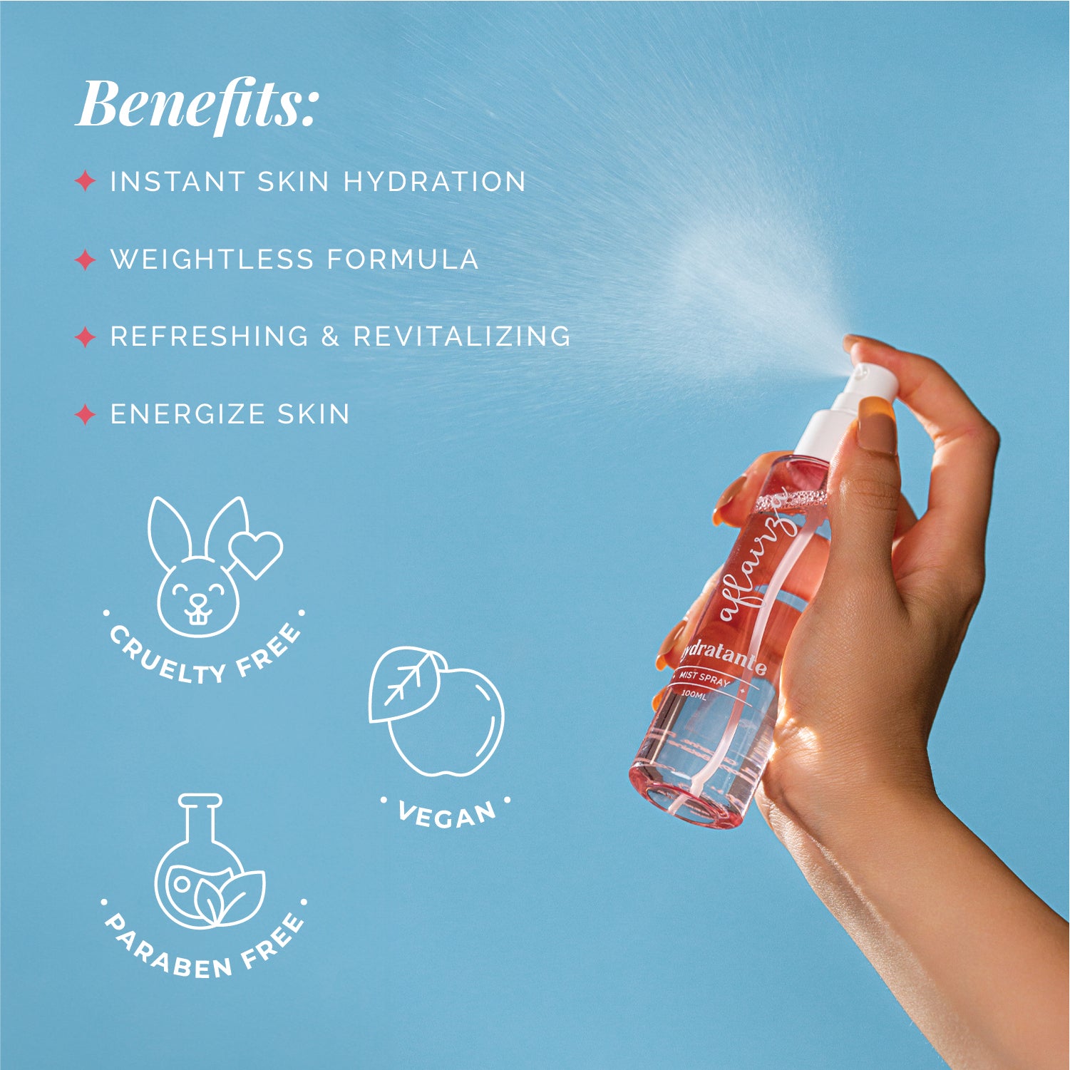 Hydratante Hydrating Mist Spray | Instant Skin Hydration & Refreshment | Lightweight, Non-Greasy Formula with Coconut Extract | Soothes & Protects | For All Skin Types