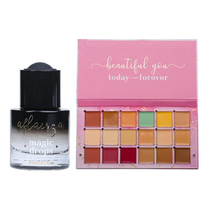 Magic Drops + One for All Palette - Waterproof* serum with 4 in 1 palette combo